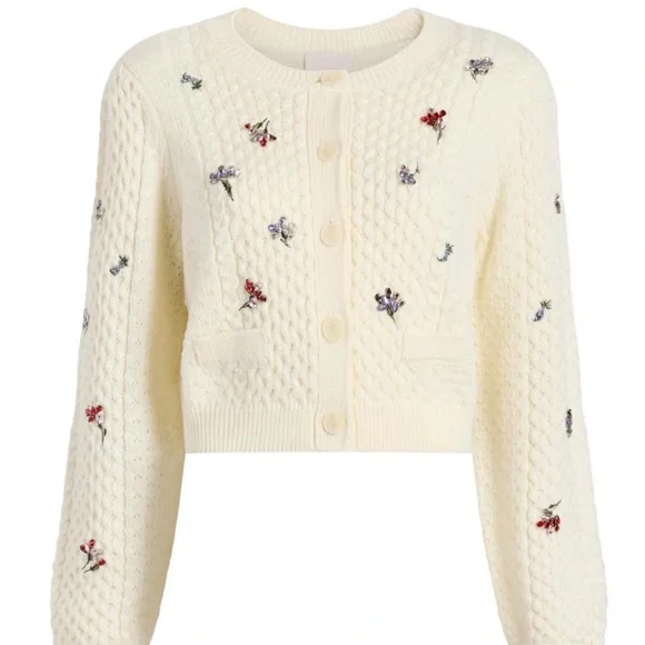 Floral Embroidered Cream Sweater - Picture 7 of 16